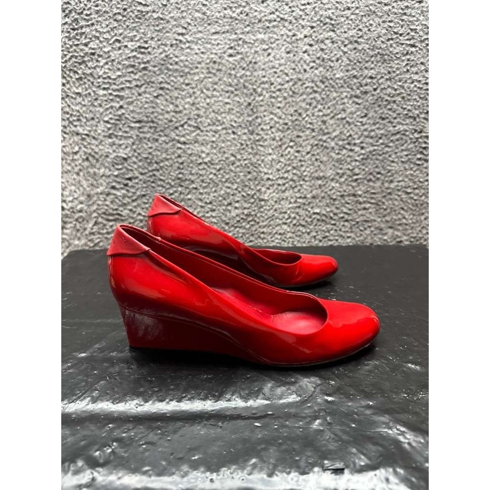 Gucci Patent Leather Round Toe Slip-On Wedge Pumps Red Womens Size 38.5 EU‎ - Picture 4 of 14